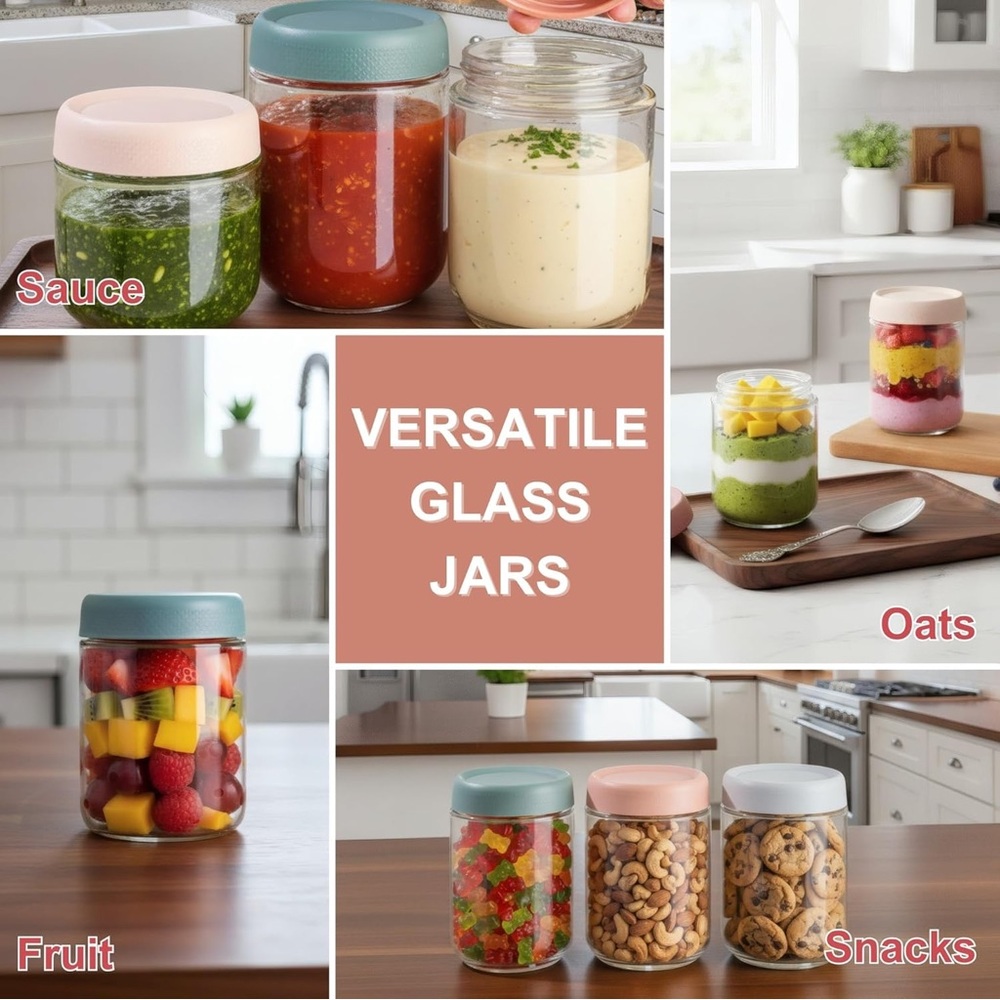 Colorful Glass Storage Jar Set of 6